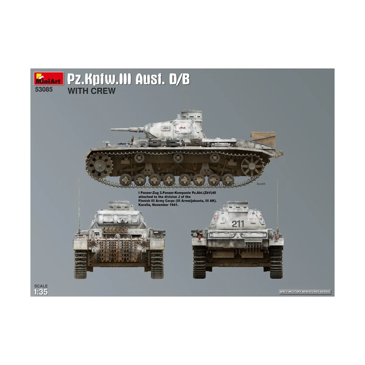 Pz.Kpfw.III Ausf. D/B with Crew, 1/32 - MiniArt 53085 Pz.Kpfw.III Ausf. D/B with Crew, 1/32 - MiniArt 53085