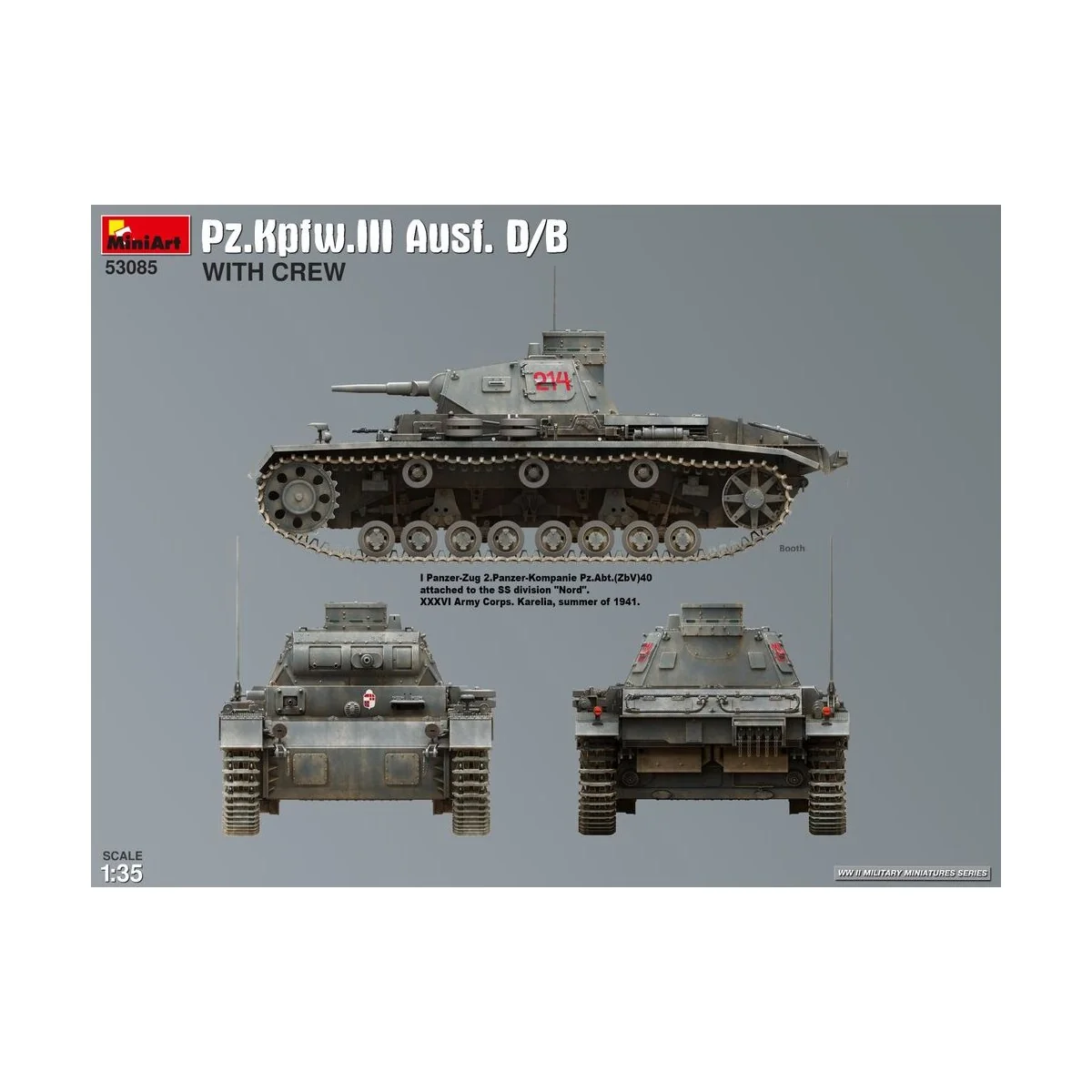 Pz.Kpfw.III Ausf. D/B with Crew, 1/32 - MiniArt 53085 Pz.Kpfw.III Ausf. D/B with Crew, 1/32 - MiniArt 53085