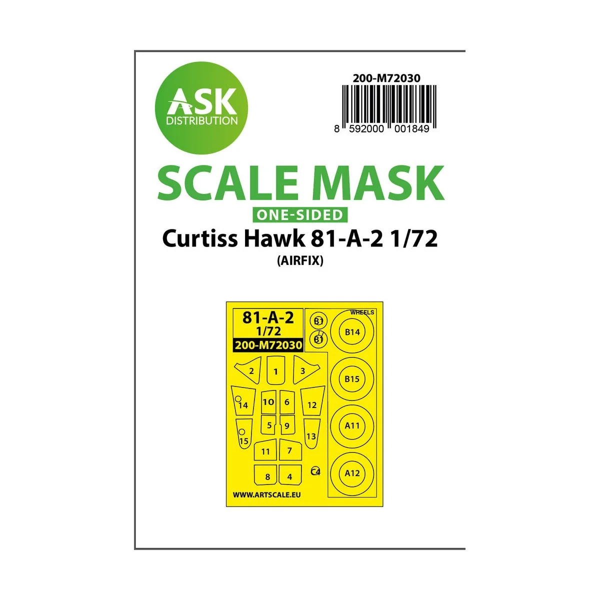 Curtiss Hawk 81-A-2 one-sided painting mask for Airfix, 1/72 - Art ... Curtiss Hawk 81-A-2 one-sided painting mask for Airfix, 1/72 - Art ...