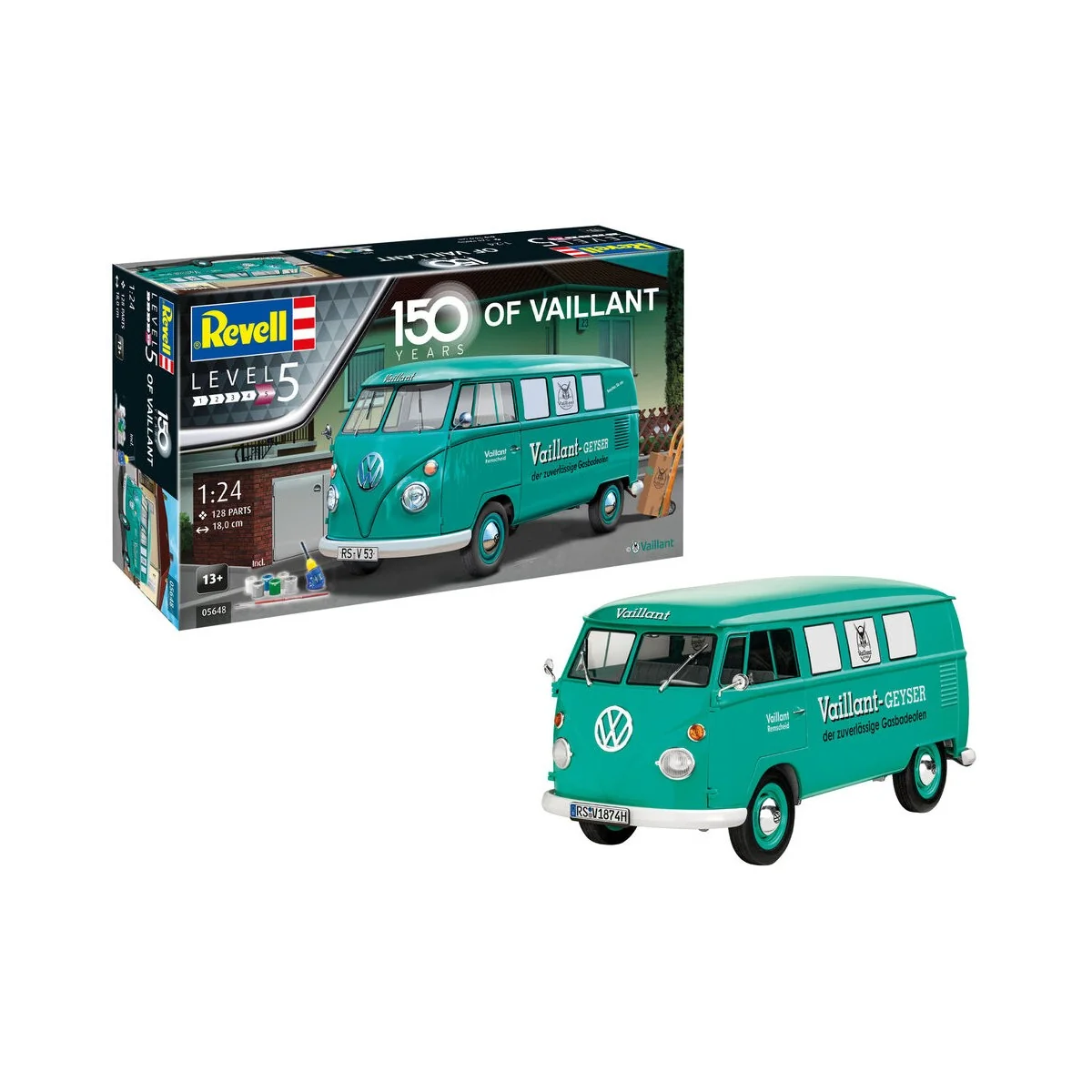 Geschenkset 150 years of Vaillant VW T1 Bus, 1/24 - Revell 05648 Geschenkset 150 years of Vaillant VW T1 Bus, 1/24 - Revell 05648