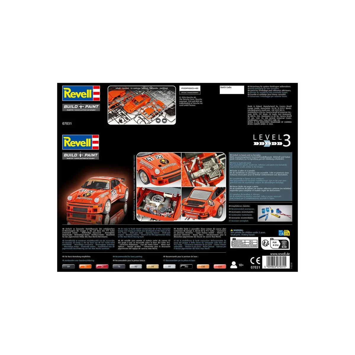 Porsche 934 RSR "Jägermeister, 1/24 - Revell 07031 Porsche 934 RSR "Jägermeister, 1/24 - Revell 07031