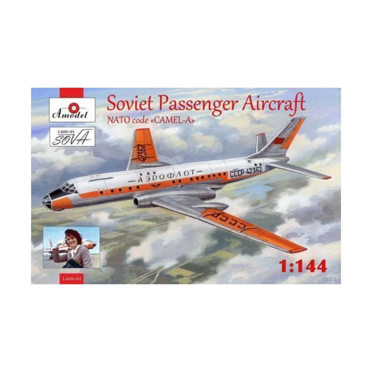 Tupolev Tu-104 airliner, Aeroflot, kit2, 1/144 - Amodel AMO1469-01 Tupolev Tu-104 airliner, Aeroflot, kit2, 1/144 - Amodel AMO1469-01