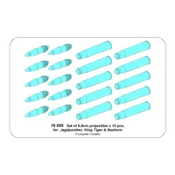 Set of 8, 8cm projectiles for Jagdpanther, King Tiger & Nashorn, 1/... 2