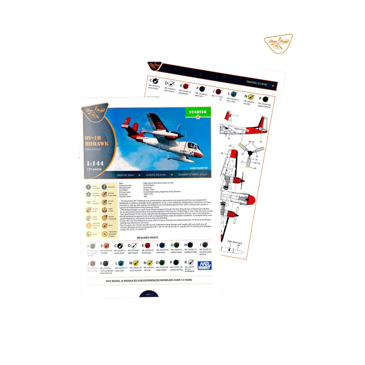 OV-1B Mohawk Pilot School, 1/144 - Clear Prop Models CP144008 OV-1B Mohawk Pilot School, 1/144 - Clear Prop Models CP144008
