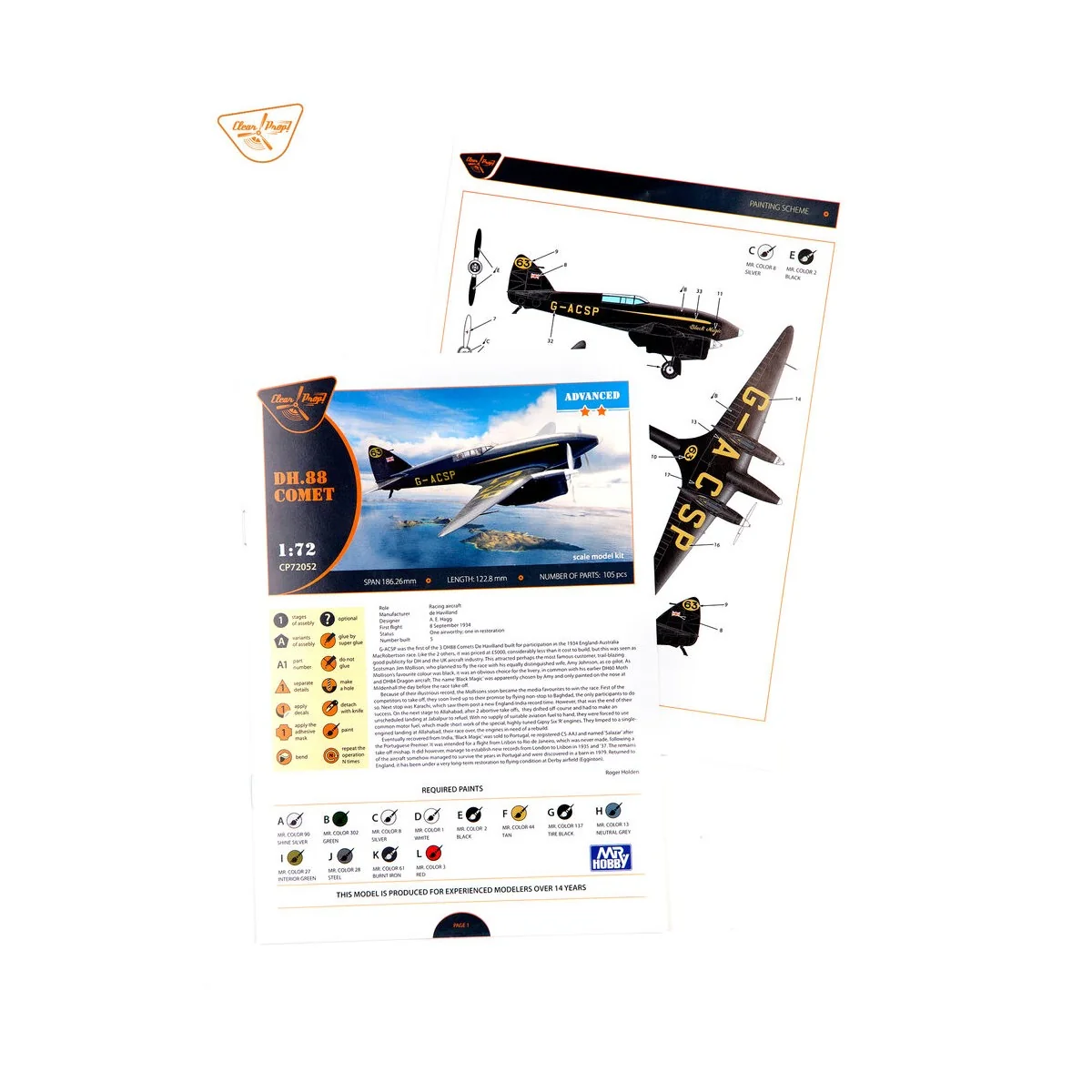 DH.88 Comet G-ACSP, 1/72 - Clear Prop Models CP72052 DH.88 Comet G-ACSP, 1/72 - Clear Prop Models CP72052