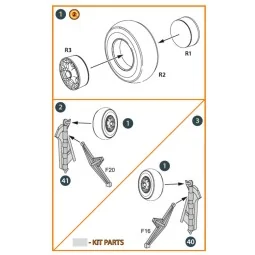 Morane-Saulnier Wheels set for Dora Wings, 1/48 - Clear Prop Access...