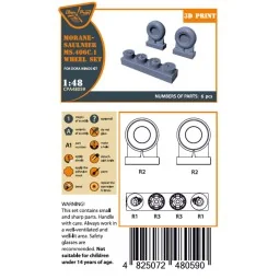 Morane-Saulnier Wheels set for Dora Wings, 1/48 - Clear Prop Access... 2