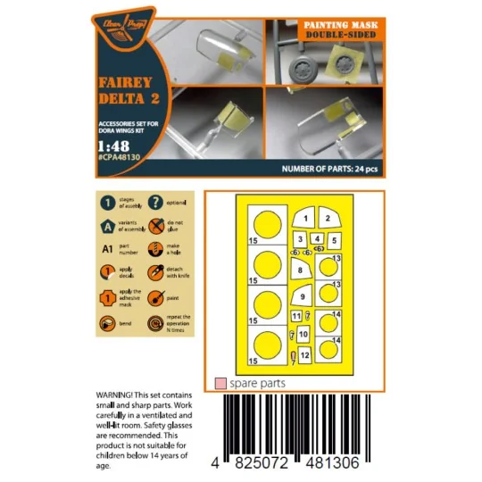 Fairey Delta 2 double-sided painting mask for Dora Wings, 1/48 - Cl... Fairey Delta 2 double-sided painting mask for Dora Wings, 1/48 - Cl...