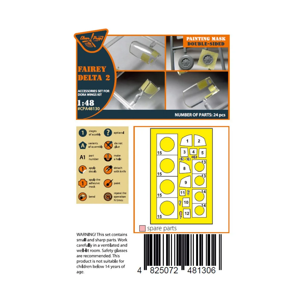 Fairey Delta 2 double-sided painting mask for Dora Wings, 1/48 - Cl... Fairey Delta 2 double-sided painting mask for Dora Wings, 1/48 - Cl...