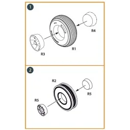 DHC-2 Beaver Wheels set for Dora Wings, 1/48 - Clear Prop Accessori...