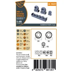 DHC-2 Beaver Wheels set for Dora Wings, 1/48 - Clear Prop Accessori... 2