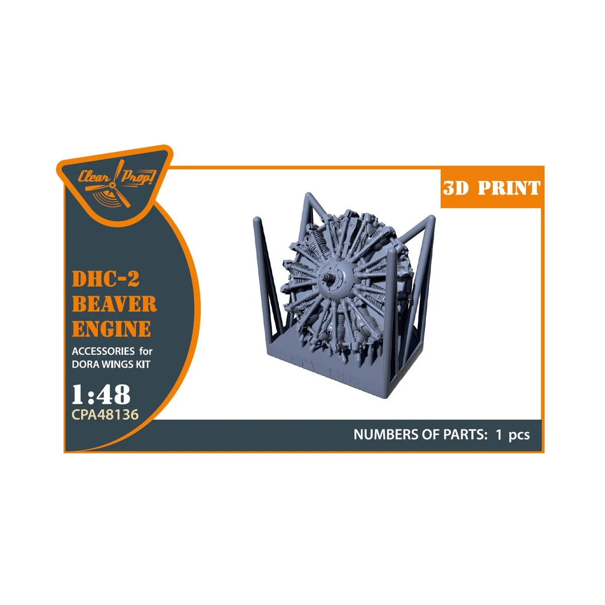 DHC-2 Beaver Engine for Dora Wings, 1/48 - Clear Prop Accessories C... DHC-2 Beaver Engine for Dora Wings, 1/48 - Clear Prop Accessories C...