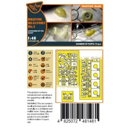Beaufort Mk.IA painting mask for ICM, 1/48 - Clear Prop Accessories... 2