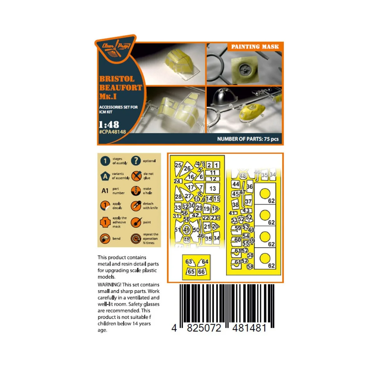 Beaufort Mk.IA painting mask for ICM, 1/48 - Clear Prop Accessories... Beaufort Mk.IA painting mask for ICM, 1/48 - Clear Prop Accessories...