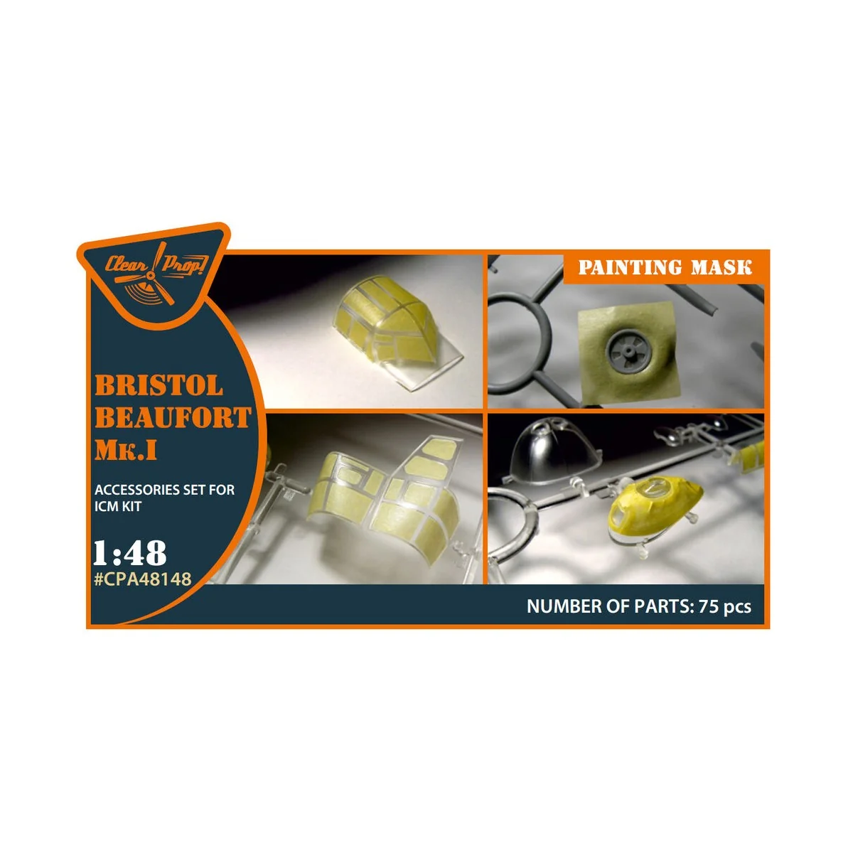 Beaufort Mk.IA painting mask for ICM, 1/48 - Clear Prop Accessories... Beaufort Mk.IA painting mask for ICM, 1/48 - Clear Prop Accessories...