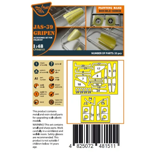 JAS 39 Gripen double-sided painting mask for Italeri, 1/48 - Clear ... JAS 39 Gripen double-sided painting mask for Italeri, 1/48 - Clear ...