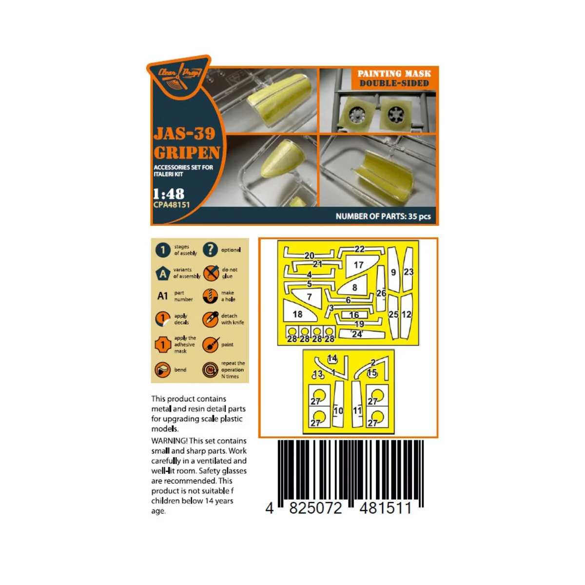 JAS 39 Gripen double-sided painting mask for Italeri, 1/48 - Clear ... JAS 39 Gripen double-sided painting mask for Italeri, 1/48 - Clear ...