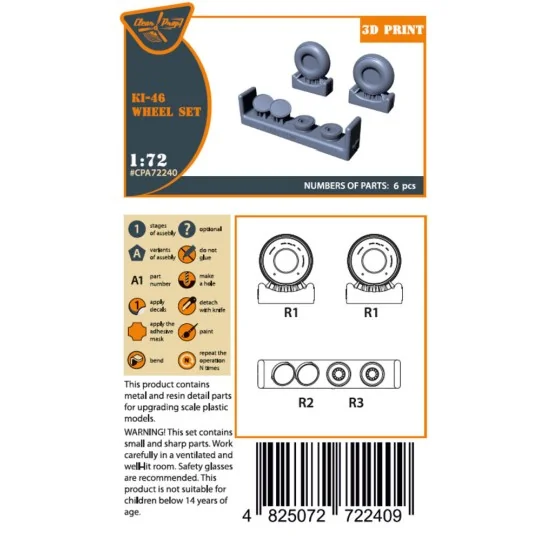 Ki-46 Wheel set, 1/72 - Clear Prop Accessories CPA72240 Ki-46 Wheel set, 1/72 - Clear Prop Accessories CPA72240