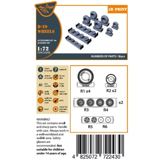 B-29 Wheels set (weighted), 1/72 - Clear Prop Accessories CPA72243 B-29 Wheels set (weighted), 1/72 - Clear Prop Accessories CPA72243