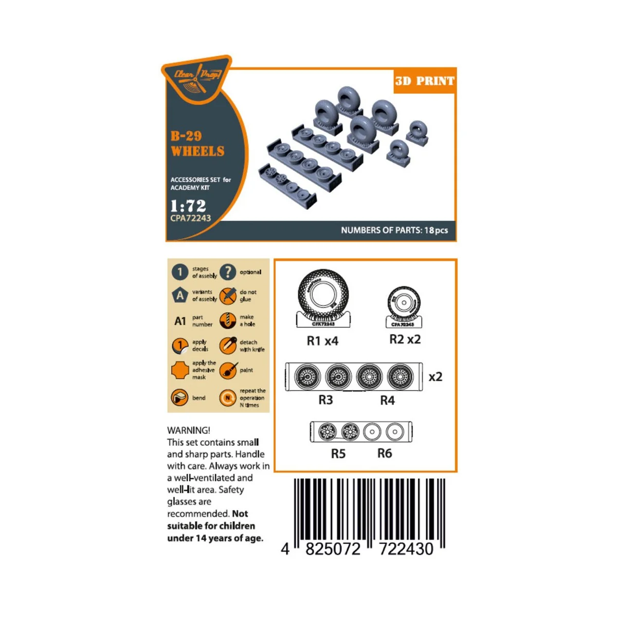 B-29 Wheels set (weighted), 1/72 - Clear Prop Accessories CPA72243 B-29 Wheels set (weighted), 1/72 - Clear Prop Accessories CPA72243