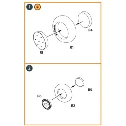 Vanguard P-66/Mk.1/J10 Wheels set for Dora Wings, 1/72 - Clear Prop...