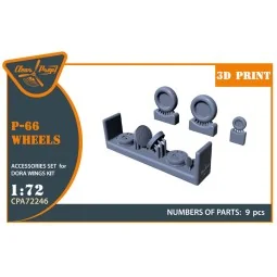 Vanguard P-66/Mk.1/J10 Wheels set for Dora Wings, 1/72 - Clear Prop...