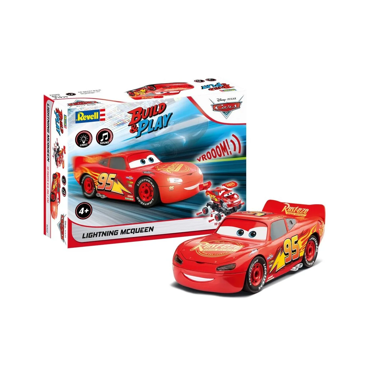 Lightning McQueen Disney-Cars Auto mit Licht&Sound, 1/20 - Revell 0...