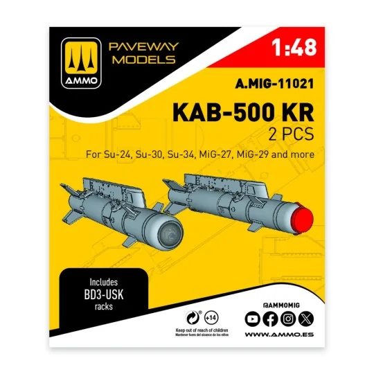 KAB-500 KR (2 pcs), 1/48 - AMMO by MIG Jimenez A.MIG-11021 KAB-500 KR (2 pcs), 1/48 - AMMO by MIG Jimenez A.MIG-11021