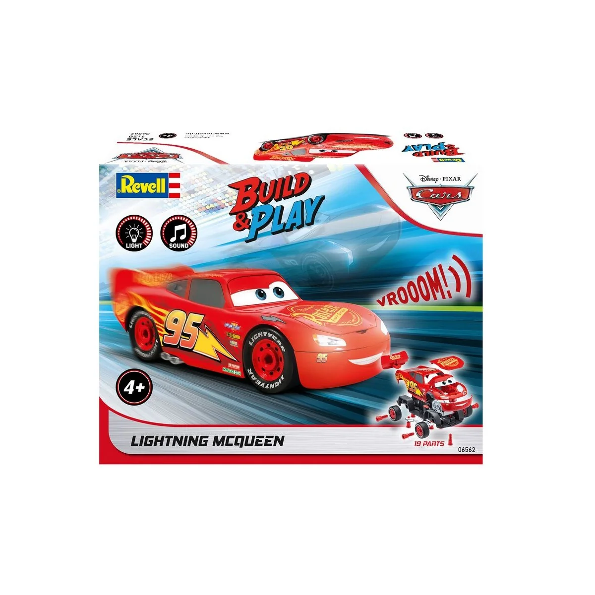 Lightning McQueen Disney-Cars Auto mit Licht&Sound, 1/20 - Revell 0...