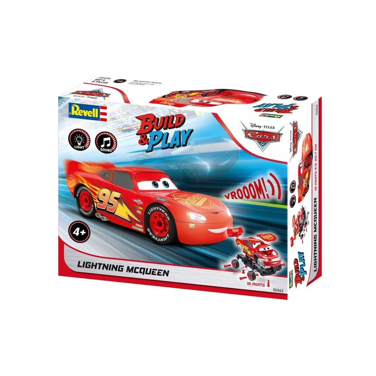 Lightning McQueen Disney-Cars Auto mit Licht&Sound, 1/20 - Revell 0...