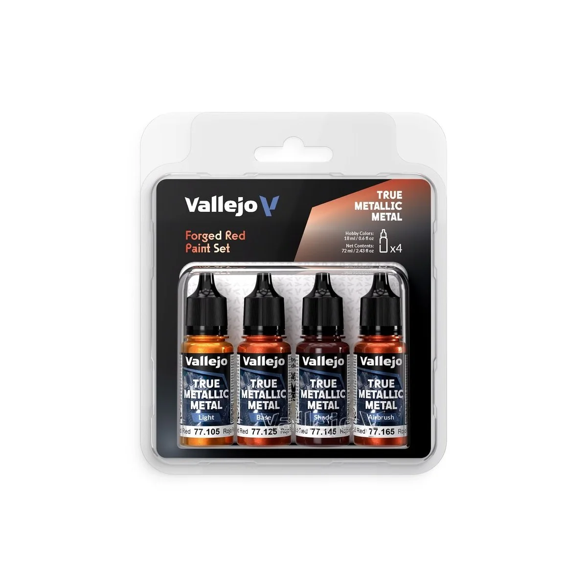 True Metallic Metal: Forged Red Paint Set (4) - Vallejo 77260 True Metallic Metal: Forged Red Paint Set (4) - Vallejo 77260