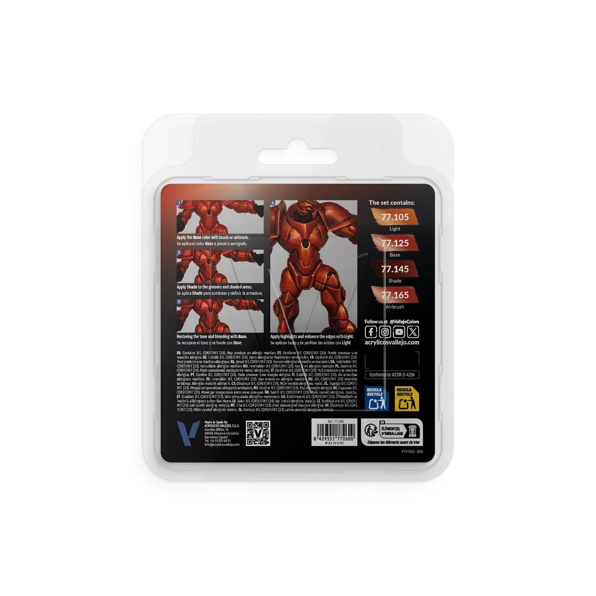True Metallic Metal: Forged Red Paint Set (4) - Vallejo 77260 True Metallic Metal: Forged Red Paint Set (4) - Vallejo 77260