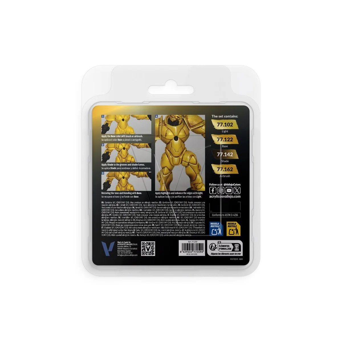True Metallic Metal: Radiant Yellow Paint Set (4) - Vallejo 77259 True Metallic Metal: Radiant Yellow Paint Set (4) - Vallejo 77259