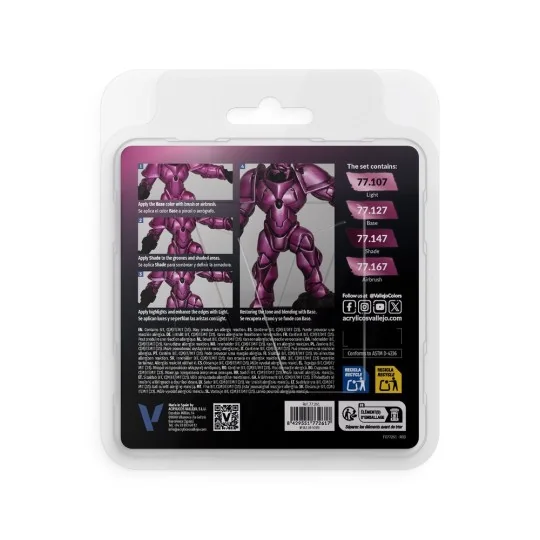 True Metallic Metal: Crimson Magenta Paint Set (4) - Vallejo 77261 True Metallic Metal: Crimson Magenta Paint Set (4) - Vallejo 77261