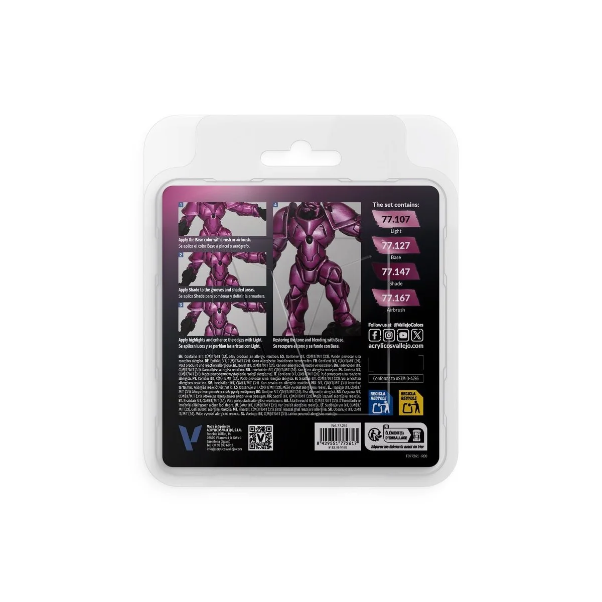 True Metallic Metal: Crimson Magenta Paint Set (4) - Vallejo 77261 True Metallic Metal: Crimson Magenta Paint Set (4) - Vallejo 77261