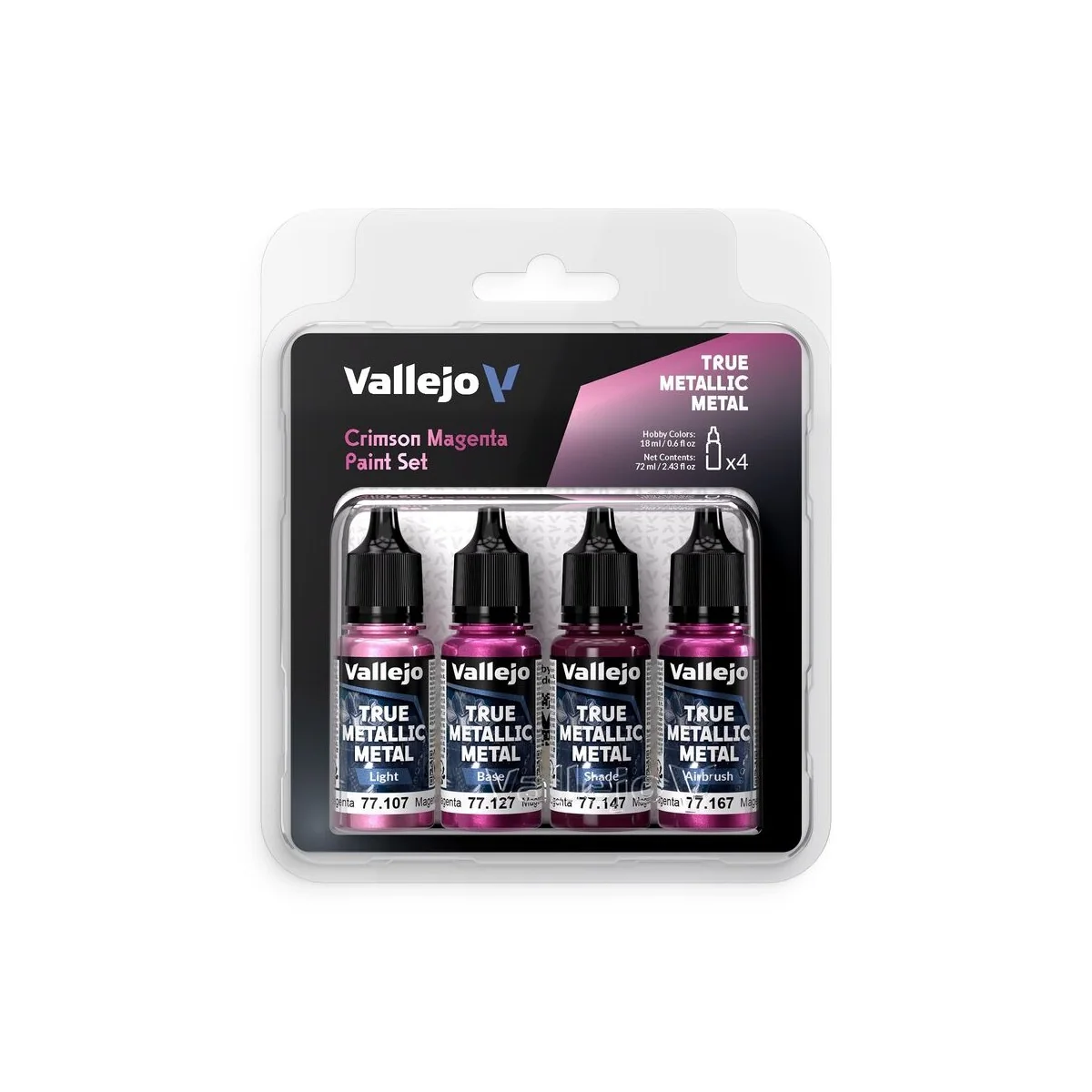 True Metallic Metal: Crimson Magenta Paint Set (4) - Vallejo 77261 True Metallic Metal: Crimson Magenta Paint Set (4) - Vallejo 77261