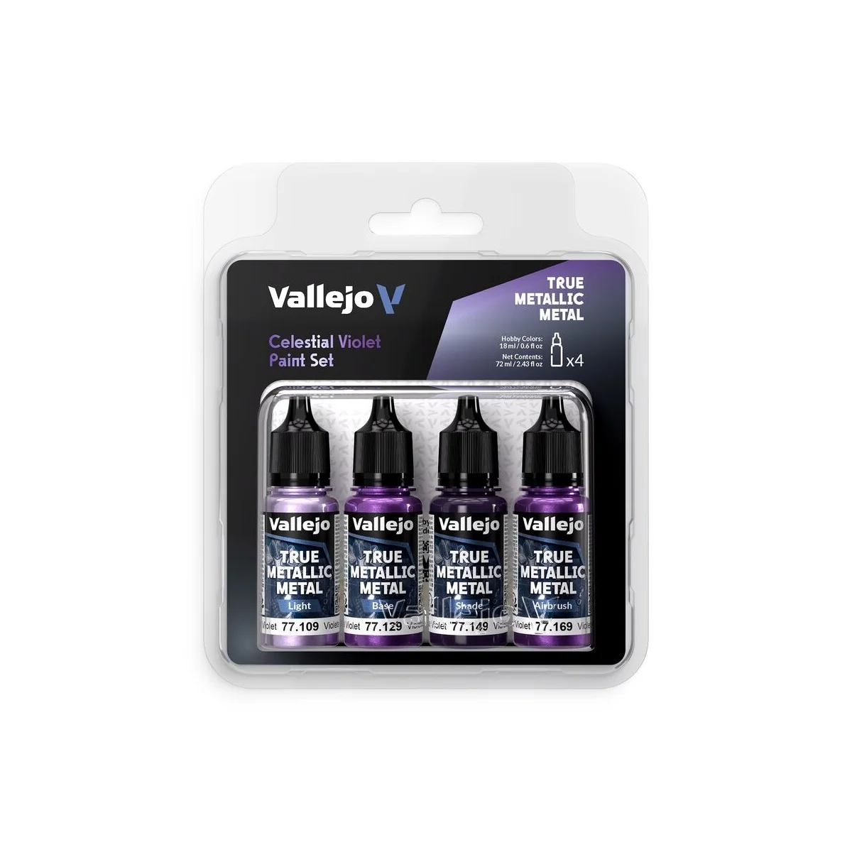 True Metallic Metal: Celestial Violet Paint Set (4) - Vallejo 77262 True Metallic Metal: Celestial Violet Paint Set (4) - Vallejo 77262