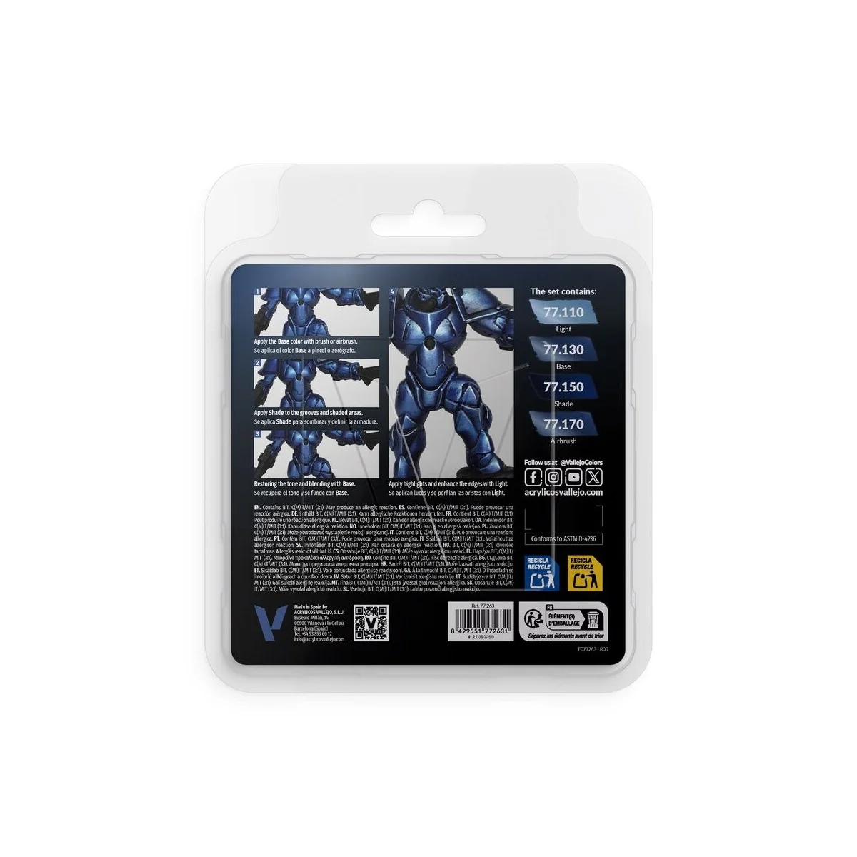 True Metallic Metal: Ultramarine Blue Paint Set (4) - Vallejo 77263 True Metallic Metal: Ultramarine Blue Paint Set (4) - Vallejo 77263