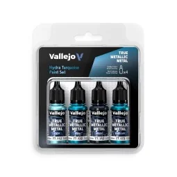 True Metallic Metal: Hydra Turquoise Paint Set (4) - Vallejo 77264