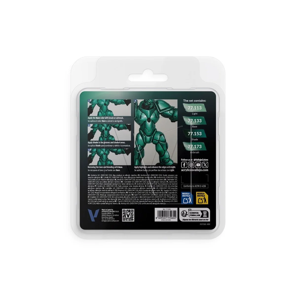 True Metallic Metal: Beetle Green Paint Set (4) - Vallejo 77265 True Metallic Metal: Beetle Green Paint Set (4) - Vallejo 77265