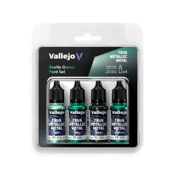 True Metallic Metal: Beetle Green Paint Set (4) - Vallejo 77265
