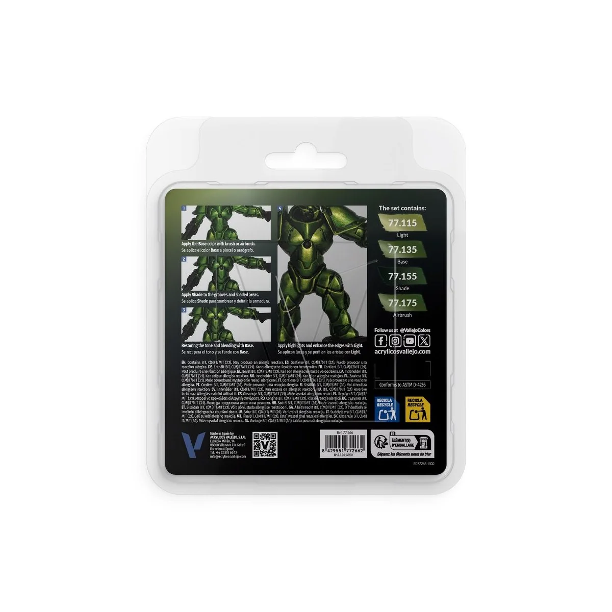 True Metallic Metal: Amber Green Paint Set (4) - Vallejo 77266 True Metallic Metal: Amber Green Paint Set (4) - Vallejo 77266