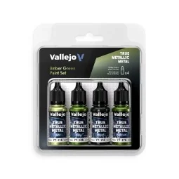 True Metallic Metal: Amber Green Paint Set (4) - Vallejo 77266