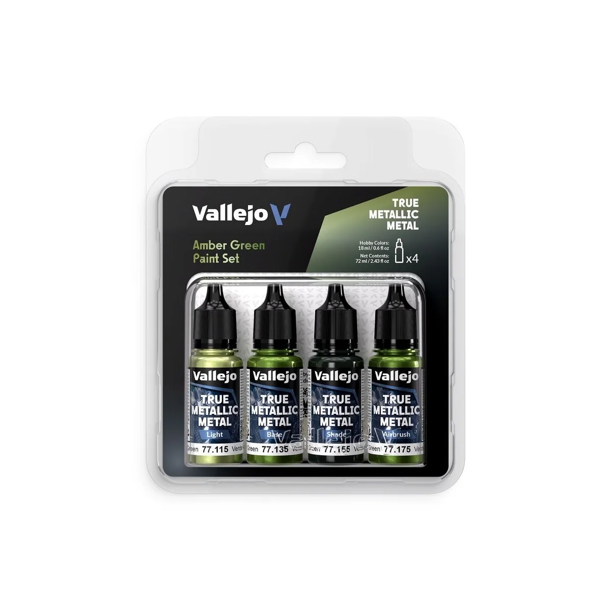True Metallic Metal: Amber Green Paint Set (4) - Vallejo 77266 True Metallic Metal: Amber Green Paint Set (4) - Vallejo 77266
