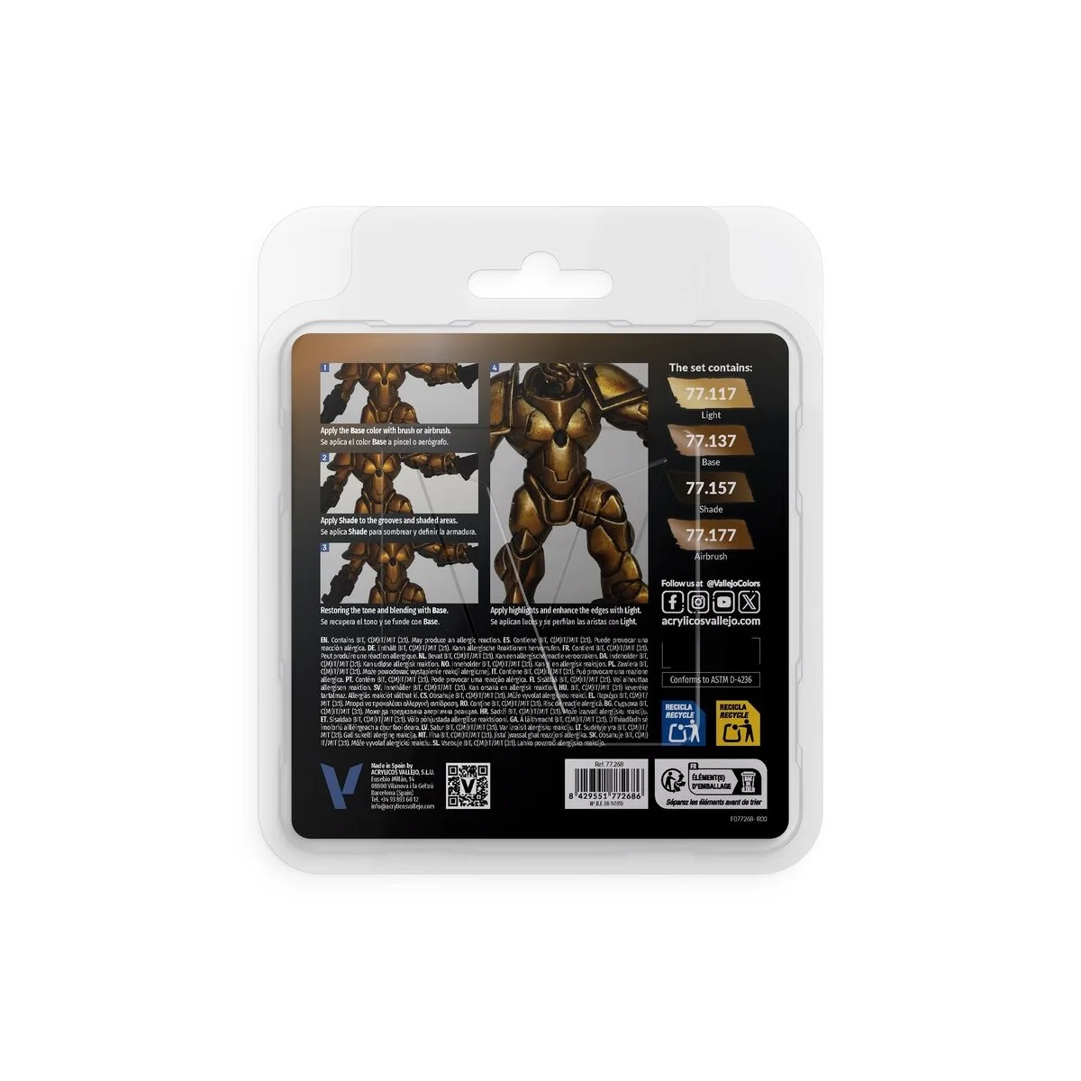 True Metallic Metal: Arcane Gold Paint Set (4) - Vallejo 77268 True Metallic Metal: Arcane Gold Paint Set (4) - Vallejo 77268
