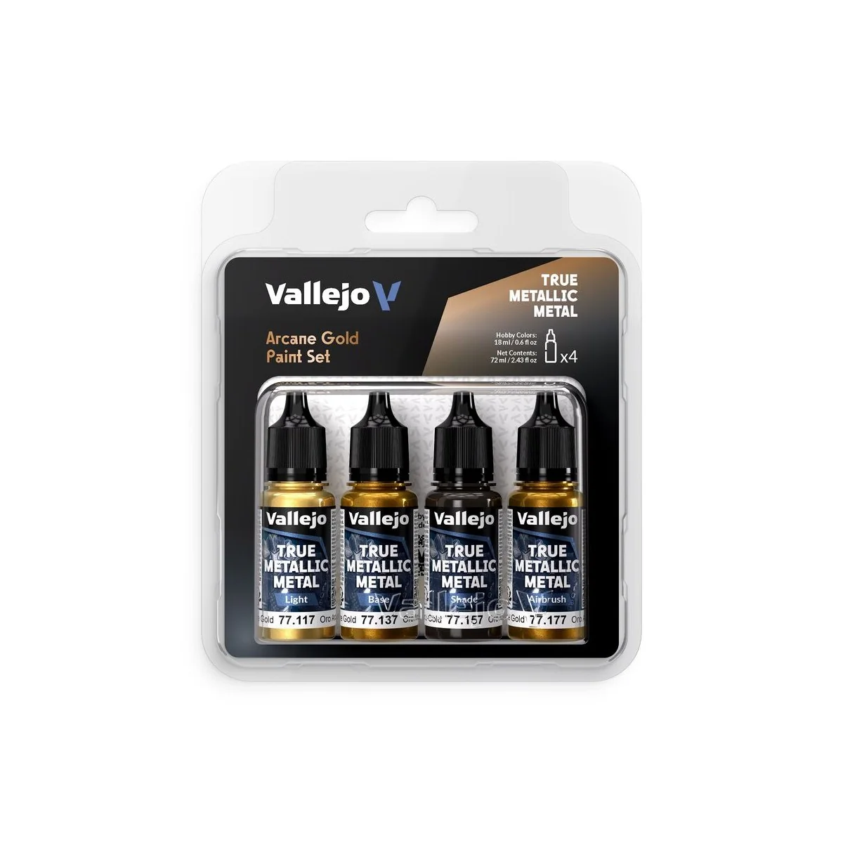 True Metallic Metal: Arcane Gold Paint Set (4) - Vallejo 77268 True Metallic Metal: Arcane Gold Paint Set (4) - Vallejo 77268