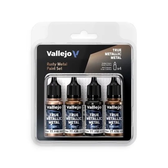 True Metallic Metal: Rusty Metal Paint Set (4) - Vallejo 77269 True Metallic Metal: Rusty Metal Paint Set (4) - Vallejo 77269