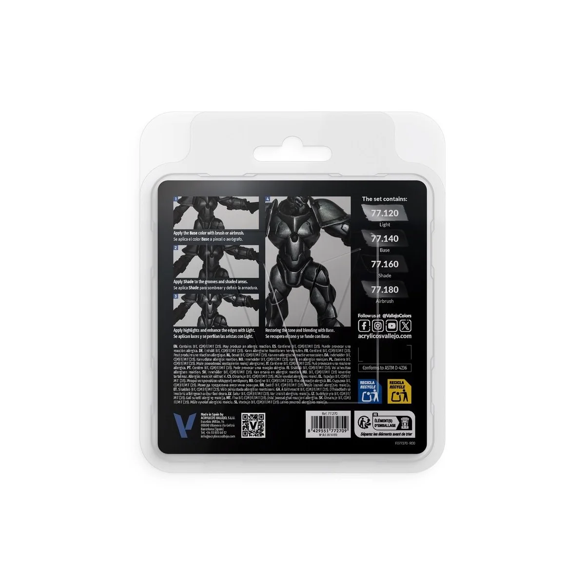 True Metallic Metal: Obsidian Black Paint Set (4) - Vallejo 77270 True Metallic Metal: Obsidian Black Paint Set (4) - Vallejo 77270