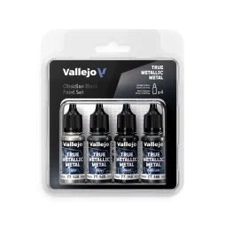True Metallic Metal: Obsidian Black Paint Set (4) - Vallejo 77270