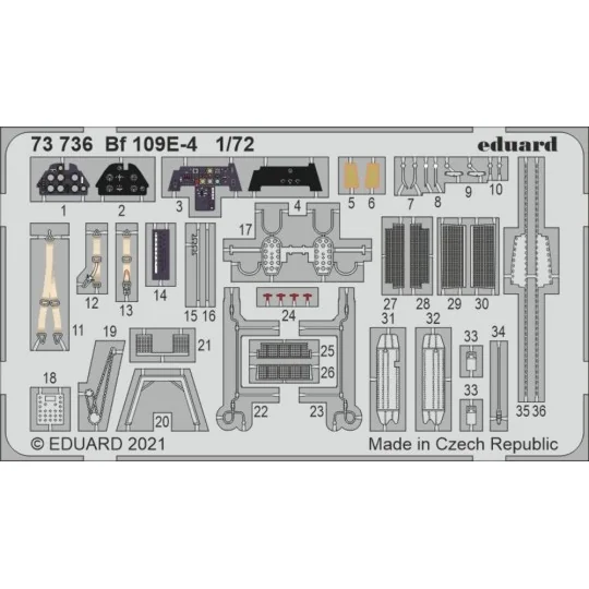 Bf 109E-4 1/72 for SPECIAL HOBBY, 1/72 - Eduard Accessories 73736 Bf 109E-4 1/72 for SPECIAL HOBBY, 1/72 - Eduard Accessories 73736